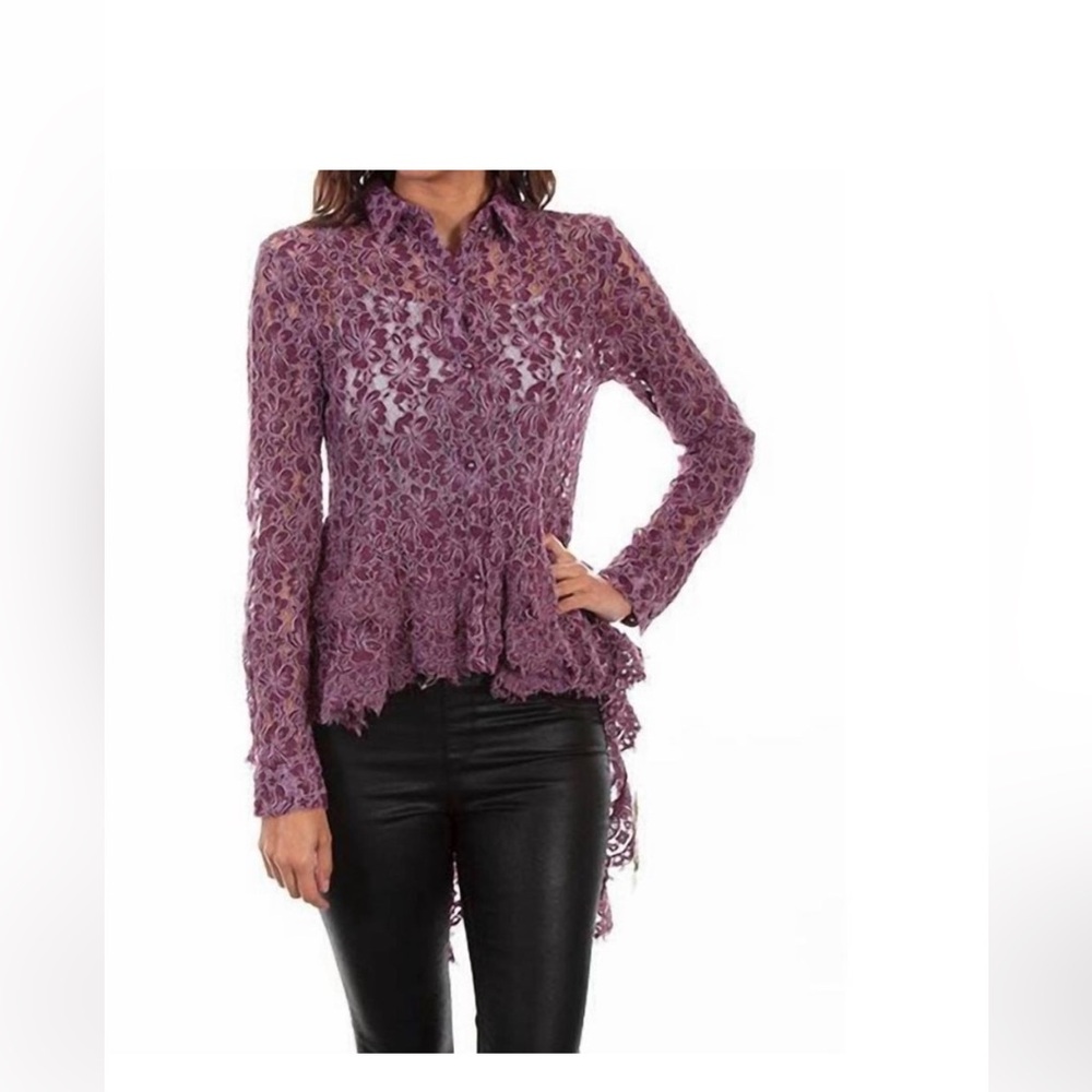 Scully Purple Lace Hi-Low Top Size M